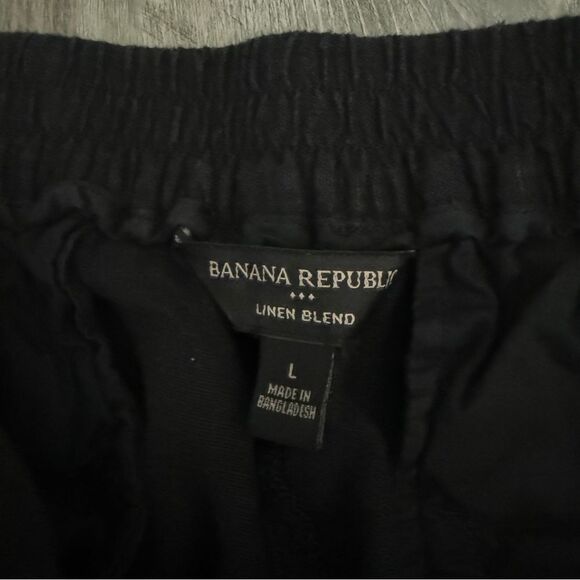 Banana Republic Wide Leg Pants Black Large Linen Rayon Classic - Picture 2 of 14